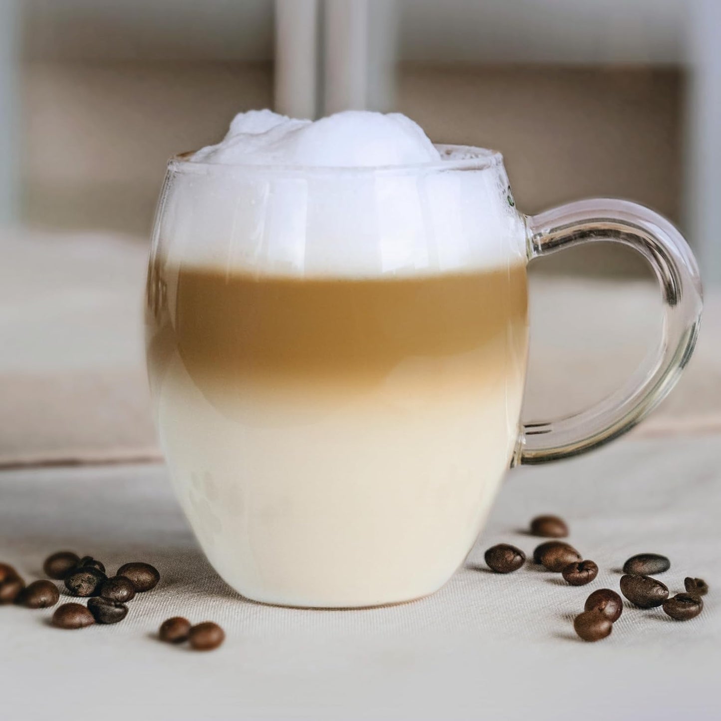 Große Teetasse mit Edelstahlsieb und Deckel aus Glas