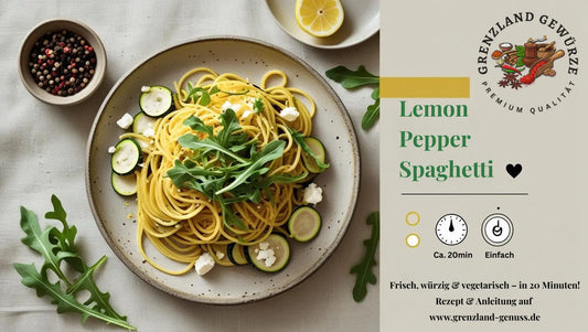 🍋 Rezept: Lemon-Pepper-Spaghetti mit gebratenen Zucchini & Feta Grenzland-Genuss