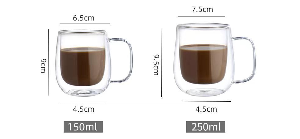 Glastasse aus Borosilikatglas - Doppelwandig 4 Grössen