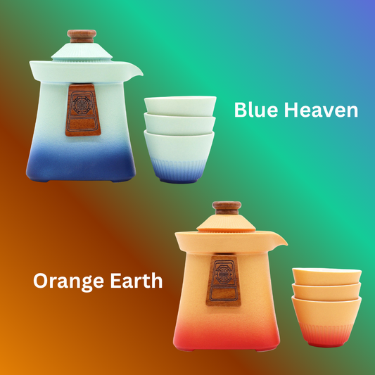 Teekanne & 3 Tassen aus Keramik in 2 Farben