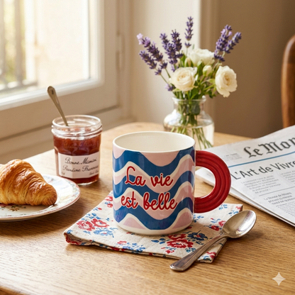 Porzellanbecher "La vie est belle" 0,35 l