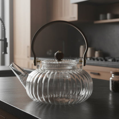 Glas-Teekanne - "Schwarze Perle" - 850ml