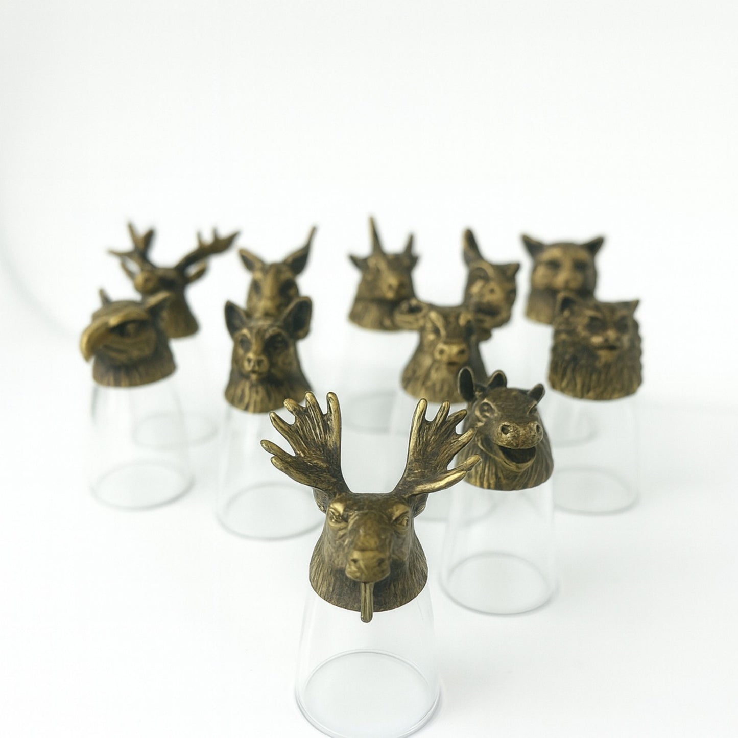 Geschenkset mit 12 einzigartigen Shot-Gläsern - Mystische Kreaturen in Antikbronze