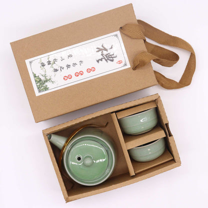 Kräutertee Jade Set - Kanne & Zwei Tassen