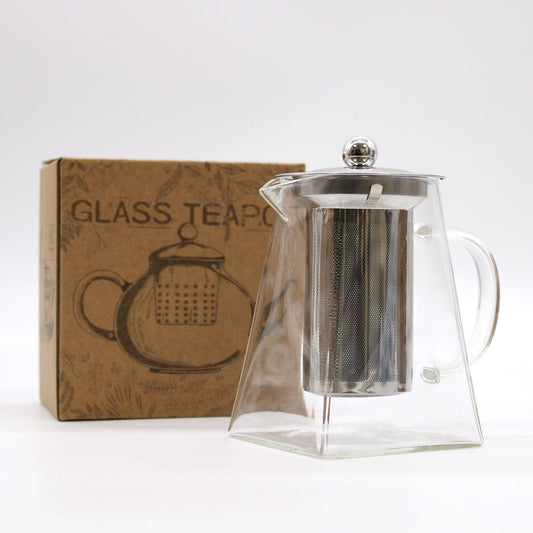 Glass-Teekanne mit Edelstahlsieb - Tower Shape - 750ml