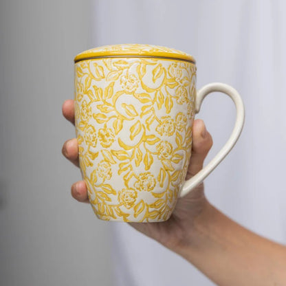 TRANQUILLO Tasse mit Teesieb RUSTIC gelb 400ml