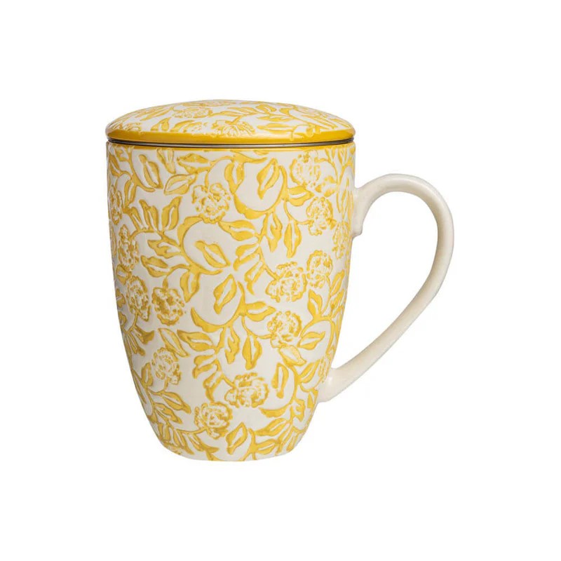 TRANQUILLO Tasse mit Teesieb RUSTIC gelb 400ml