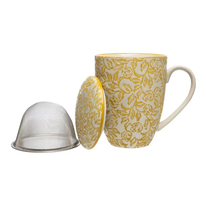 TRANQUILLO Tasse mit Teesieb RUSTIC gelb 400ml