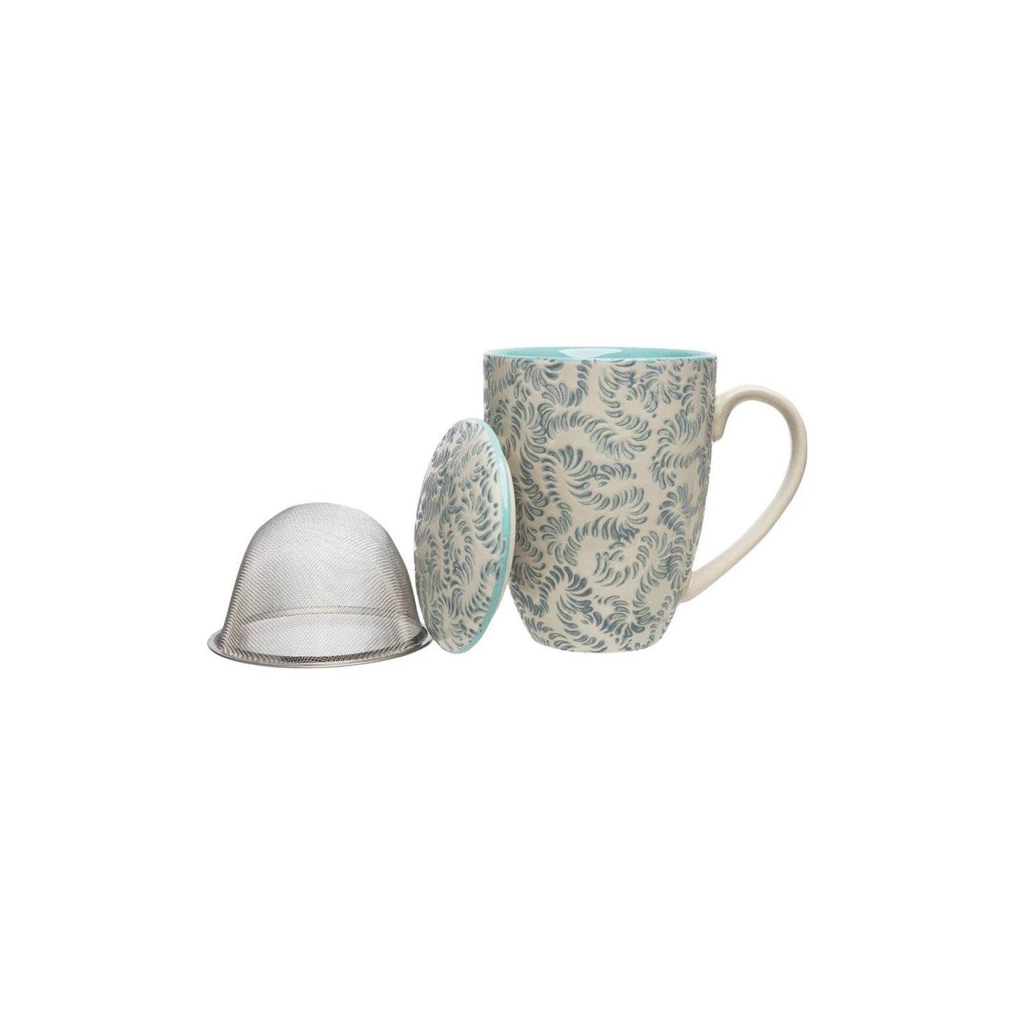 TRANQUILLO Tasse mit Teesieb RUSTIC blau 400ml