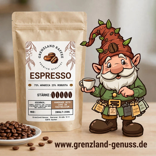 Espresso Bio Kaffeebohnen – Dunkle Italienische Röstung Robusta & Arabica | Grenzland-Genuss